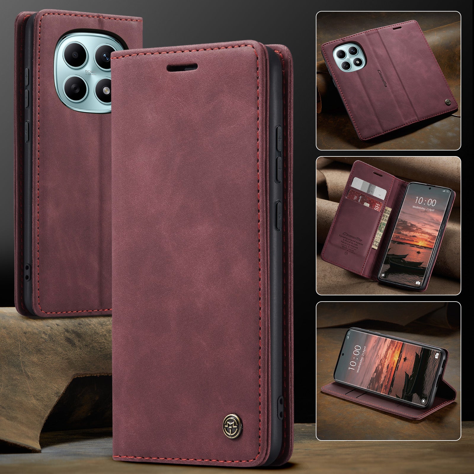 For Xiaomi Redmi Note 15 5G (Global) / Xiaomi Poco M8 5G / Xiaomi Redmi Note 15 4G (Global) Wallet Case CASEME 013 Series PU Leather Phone Cover Stand - Red