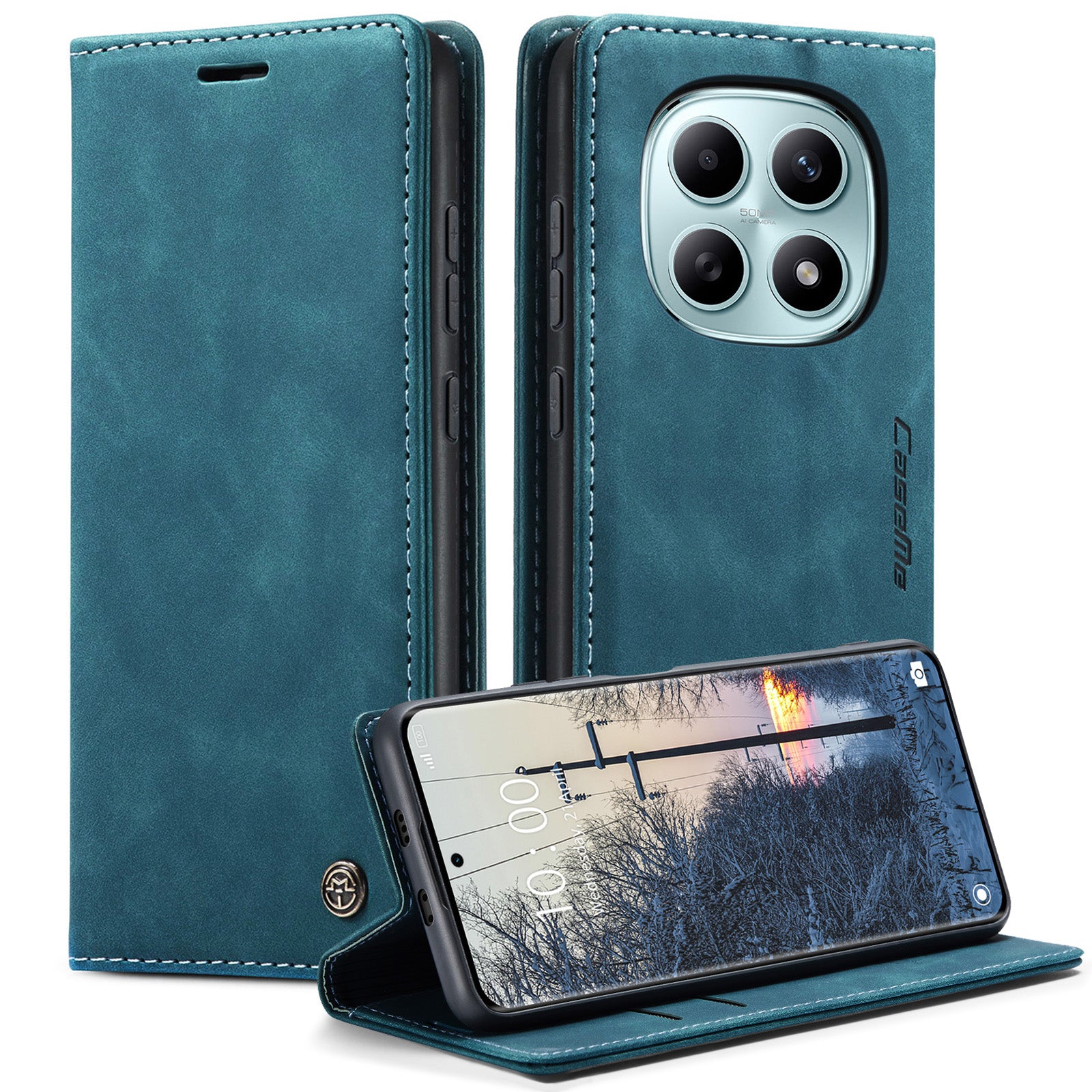 For Xiaomi Redmi Note 15 5G (Global) / Xiaomi Poco M8 5G / Xiaomi Redmi Note 15 4G (Global) Wallet Case CASEME 013 Series PU Leather Phone Cover Stand - Blue