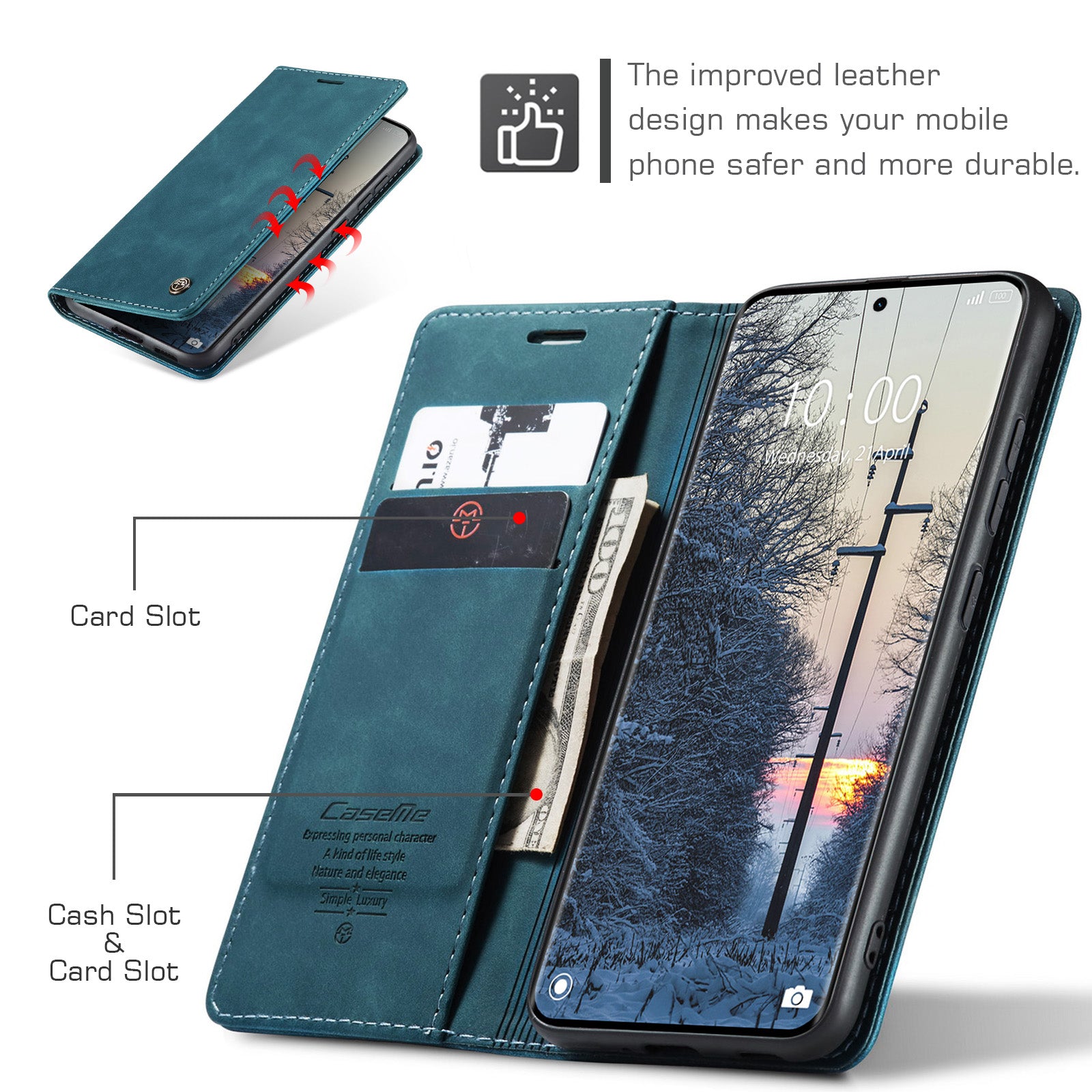 For Xiaomi Redmi Note 15 5G (Global) / Xiaomi Poco M8 5G / Xiaomi Redmi Note 15 4G (Global) Wallet Case CASEME 013 Series PU Leather Phone Cover Stand - Blue