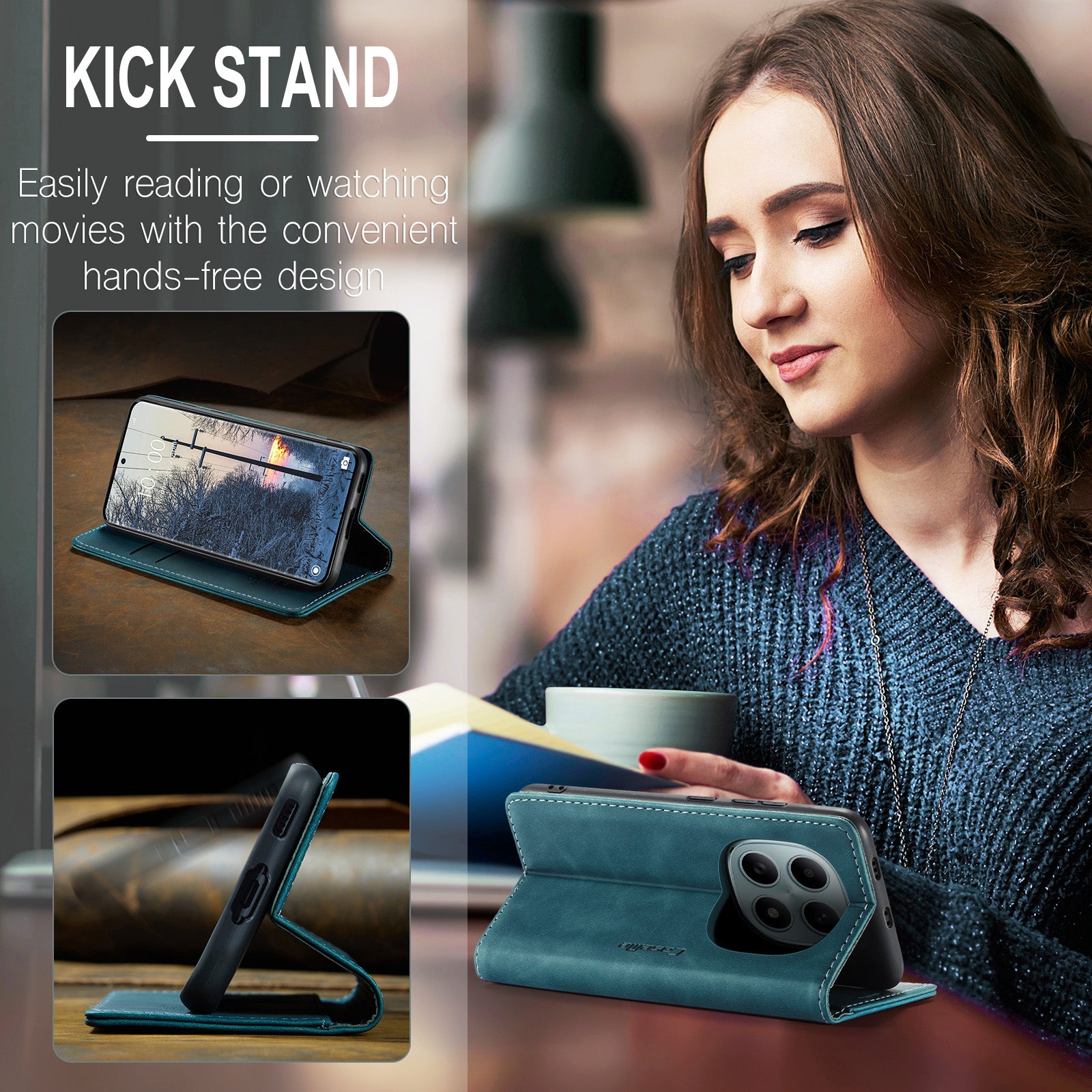 For Xiaomi Redmi Note 15 5G (Global) / Xiaomi Poco M8 5G / Xiaomi Redmi Note 15 4G (Global) Wallet Case CASEME 013 Series PU Leather Phone Cover Stand - Blue