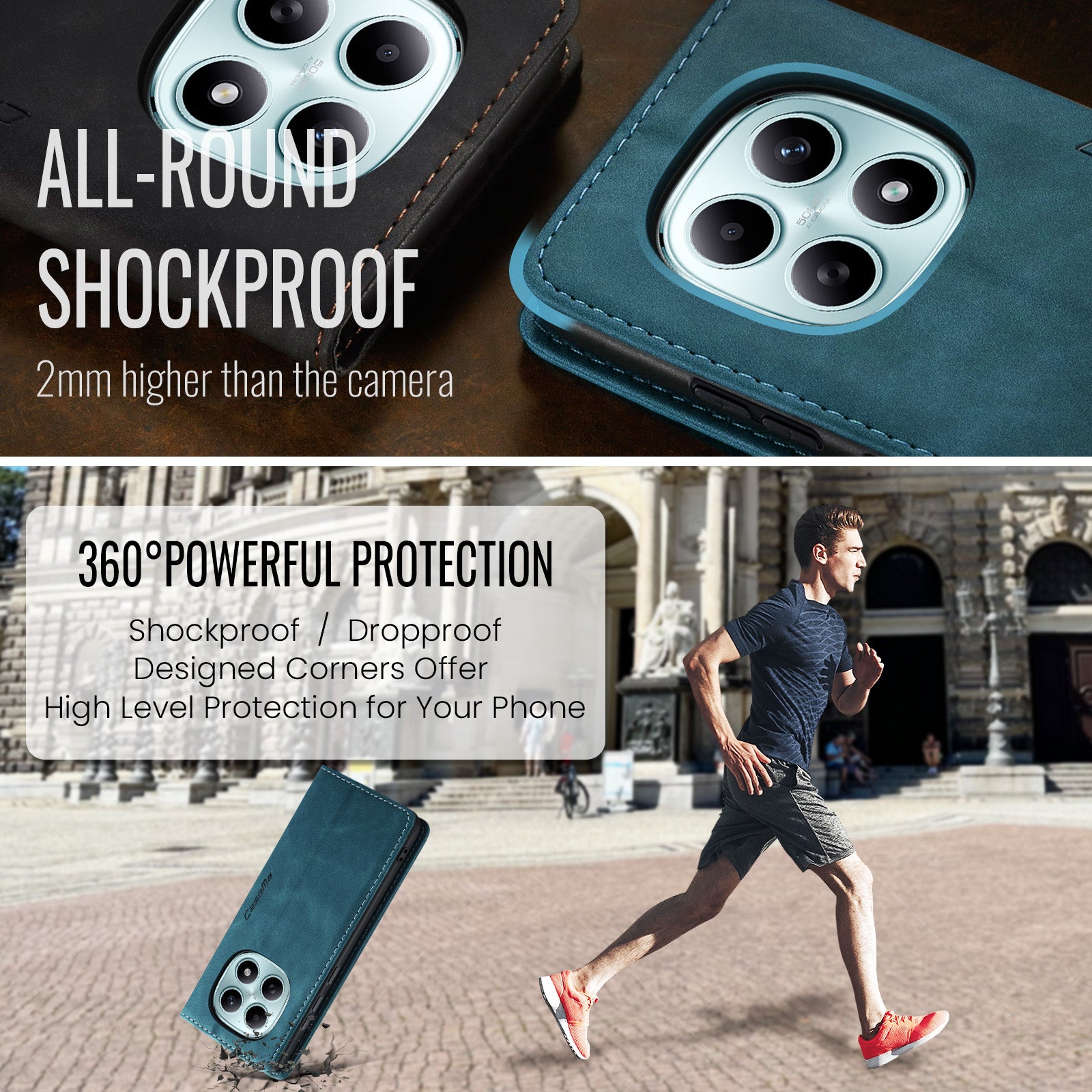 For Xiaomi Redmi Note 15 5G (Global) / Xiaomi Poco M8 5G / Xiaomi Redmi Note 15 4G (Global) Wallet Case CASEME 013 Series PU Leather Phone Cover Stand - Blue