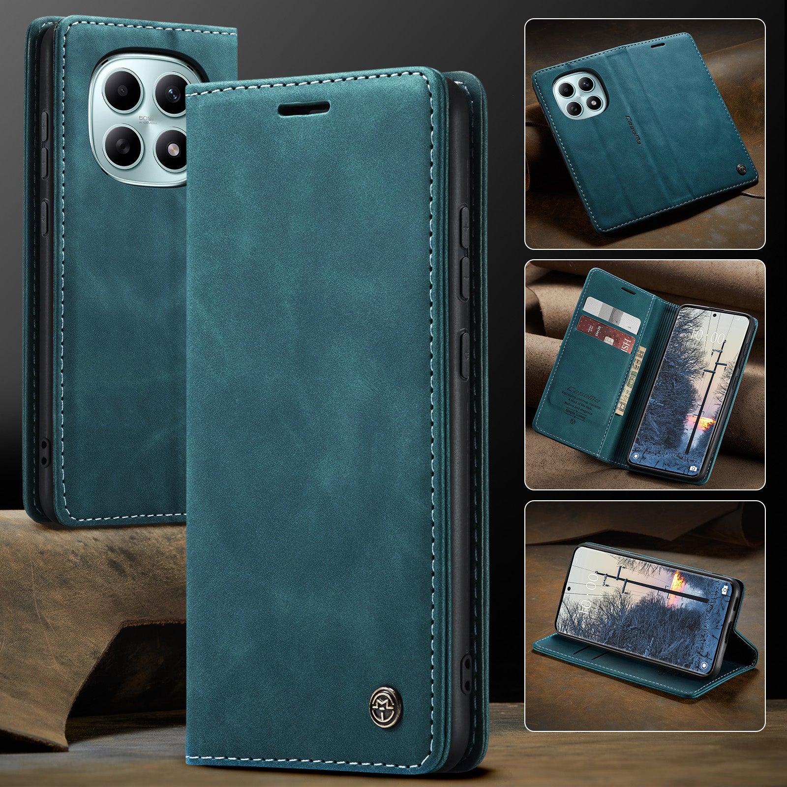 For Xiaomi Redmi Note 15 5G (Global) / Xiaomi Poco M8 5G / Xiaomi Redmi Note 15 4G (Global) Wallet Case CASEME 013 Series PU Leather Phone Cover Stand - Blue