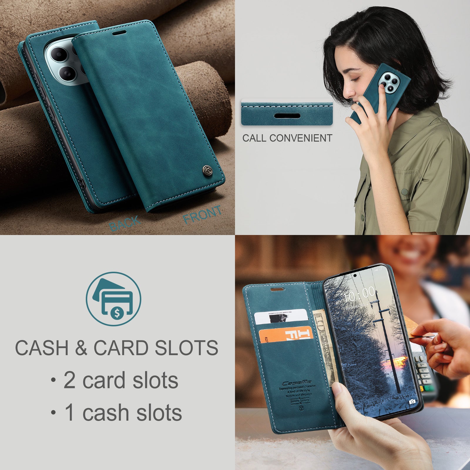 For Xiaomi Redmi Note 15 5G (Global) / Xiaomi Poco M8 5G / Xiaomi Redmi Note 15 4G (Global) Wallet Case CASEME 013 Series PU Leather Phone Cover Stand - Blue