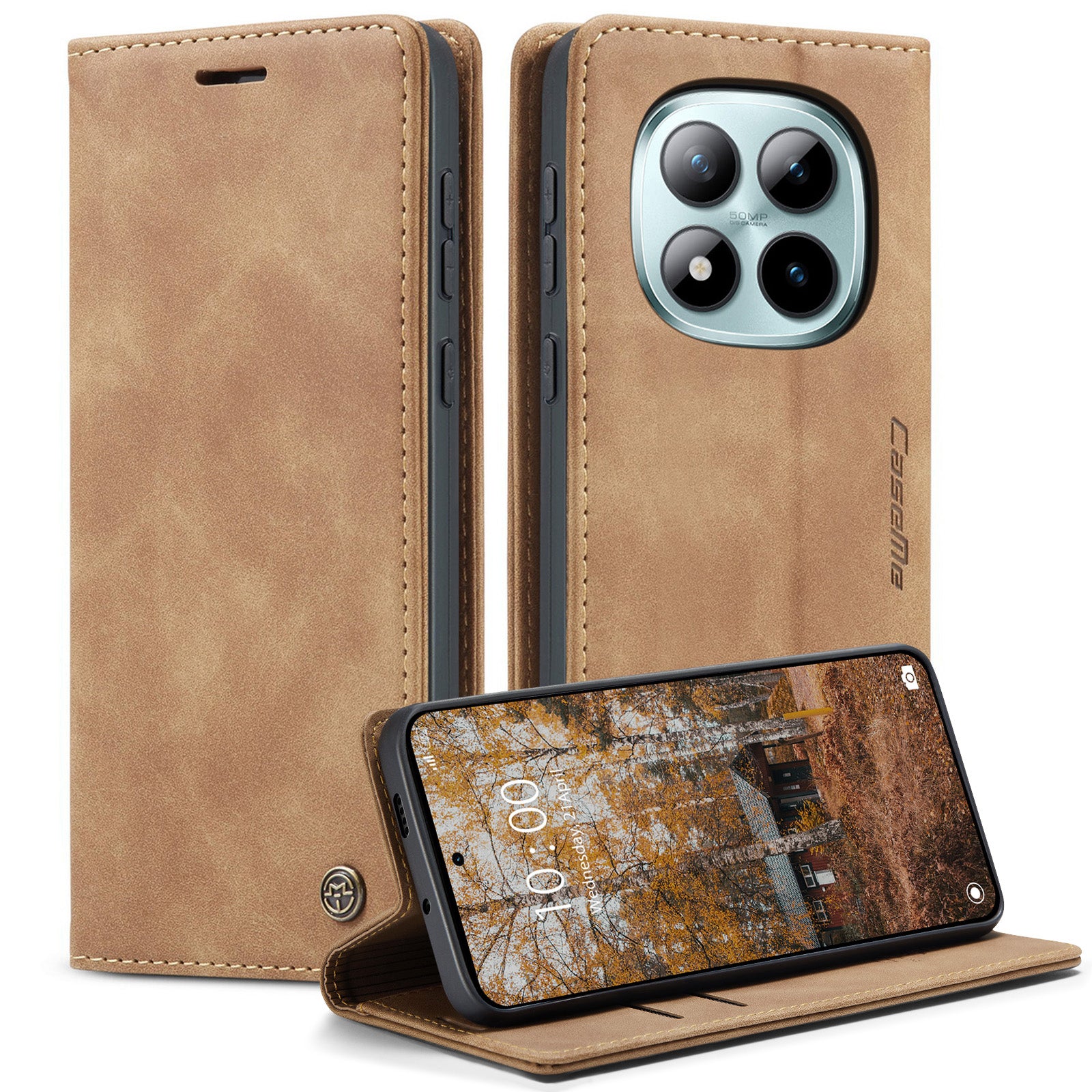 For Xiaomi Poco M8 Pro 5G / Xiaomi Redmi Note 15 Pro+ 5G (Global) Wallet Case CASEME 013 Series PU Leather Phone Cover Stand - Brown