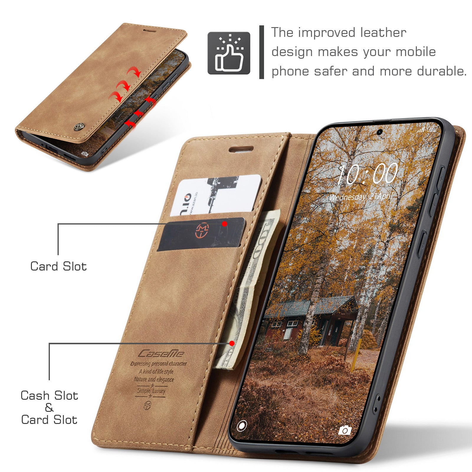 For Xiaomi Poco M8 Pro 5G / Xiaomi Redmi Note 15 Pro+ 5G (Global) Wallet Case CASEME 013 Series PU Leather Phone Cover Stand - Brown