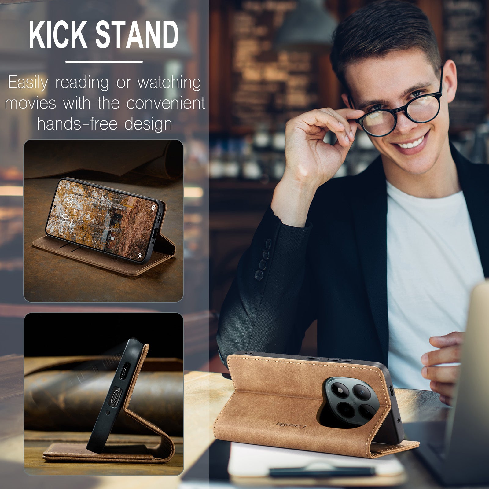 For Xiaomi Poco M8 Pro 5G / Xiaomi Redmi Note 15 Pro+ 5G (Global) Wallet Case CASEME 013 Series PU Leather Phone Cover Stand - Brown