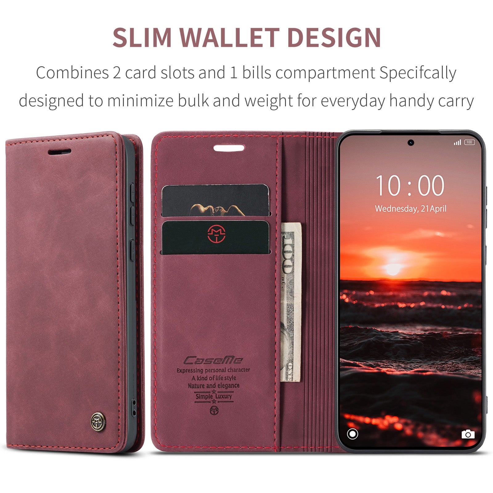For Xiaomi Poco M8 Pro 5G / Xiaomi Redmi Note 15 Pro+ 5G (Global) Wallet Case CASEME 013 Series PU Leather Phone Cover Stand - Red