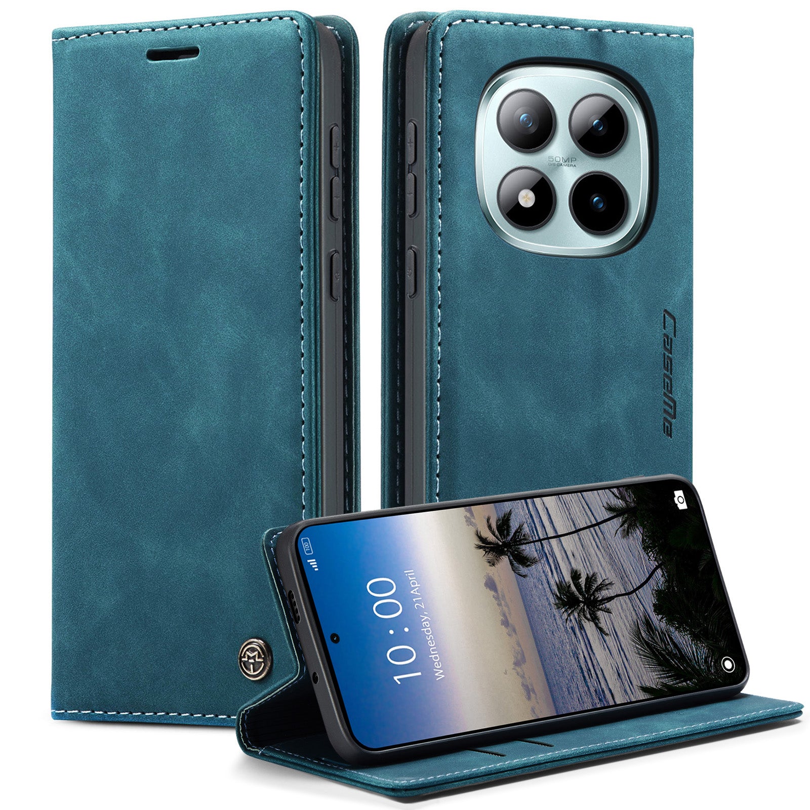 For Xiaomi Poco M8 Pro 5G / Xiaomi Redmi Note 15 Pro+ 5G (Global) Wallet Case CASEME 013 Series PU Leather Phone Cover Stand - Blue