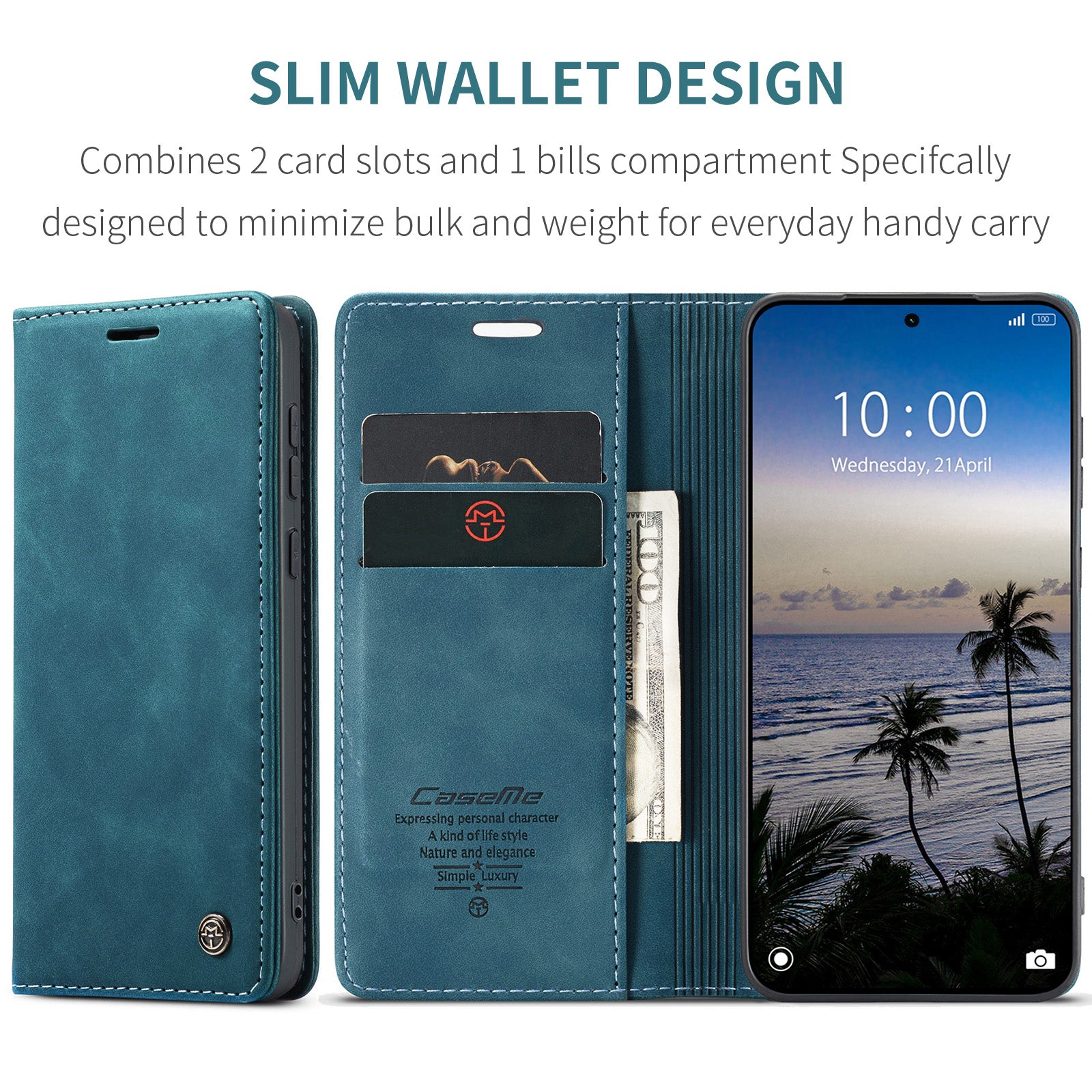 For Xiaomi Poco M8 Pro 5G / Xiaomi Redmi Note 15 Pro+ 5G (Global) Wallet Case CASEME 013 Series PU Leather Phone Cover Stand - Blue