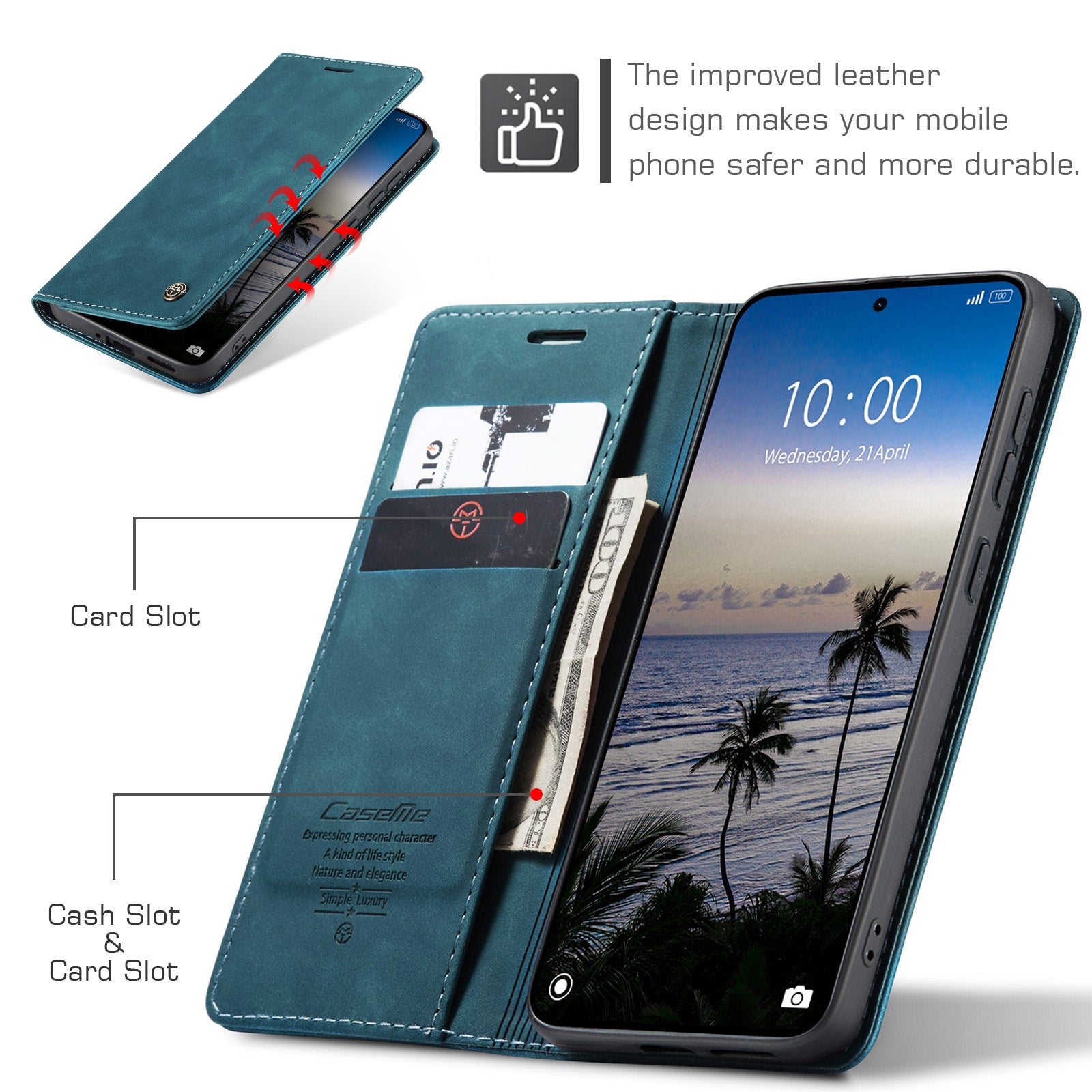 For Xiaomi Poco M8 Pro 5G / Xiaomi Redmi Note 15 Pro+ 5G (Global) Wallet Case CASEME 013 Series PU Leather Phone Cover Stand - Blue
