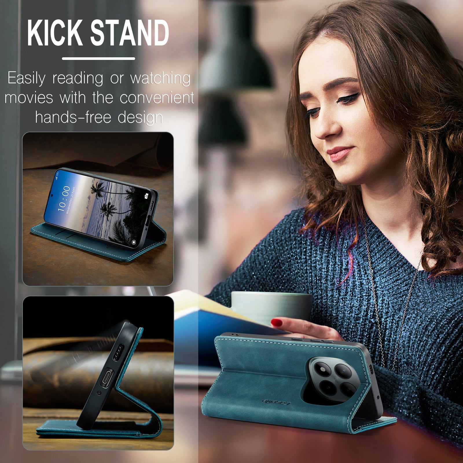 For Xiaomi Poco M8 Pro 5G / Xiaomi Redmi Note 15 Pro+ 5G (Global) Wallet Case CASEME 013 Series PU Leather Phone Cover Stand - Blue