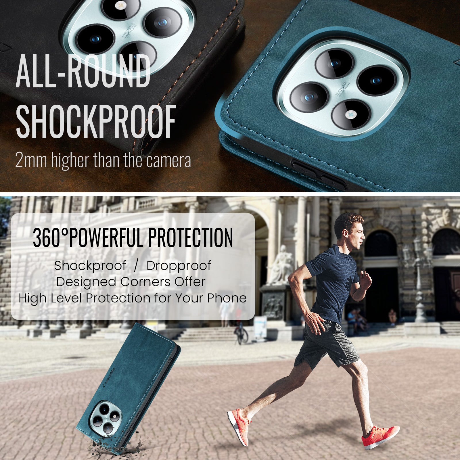 For Xiaomi Poco M8 Pro 5G / Xiaomi Redmi Note 15 Pro+ 5G (Global) Wallet Case CASEME 013 Series PU Leather Phone Cover Stand - Blue