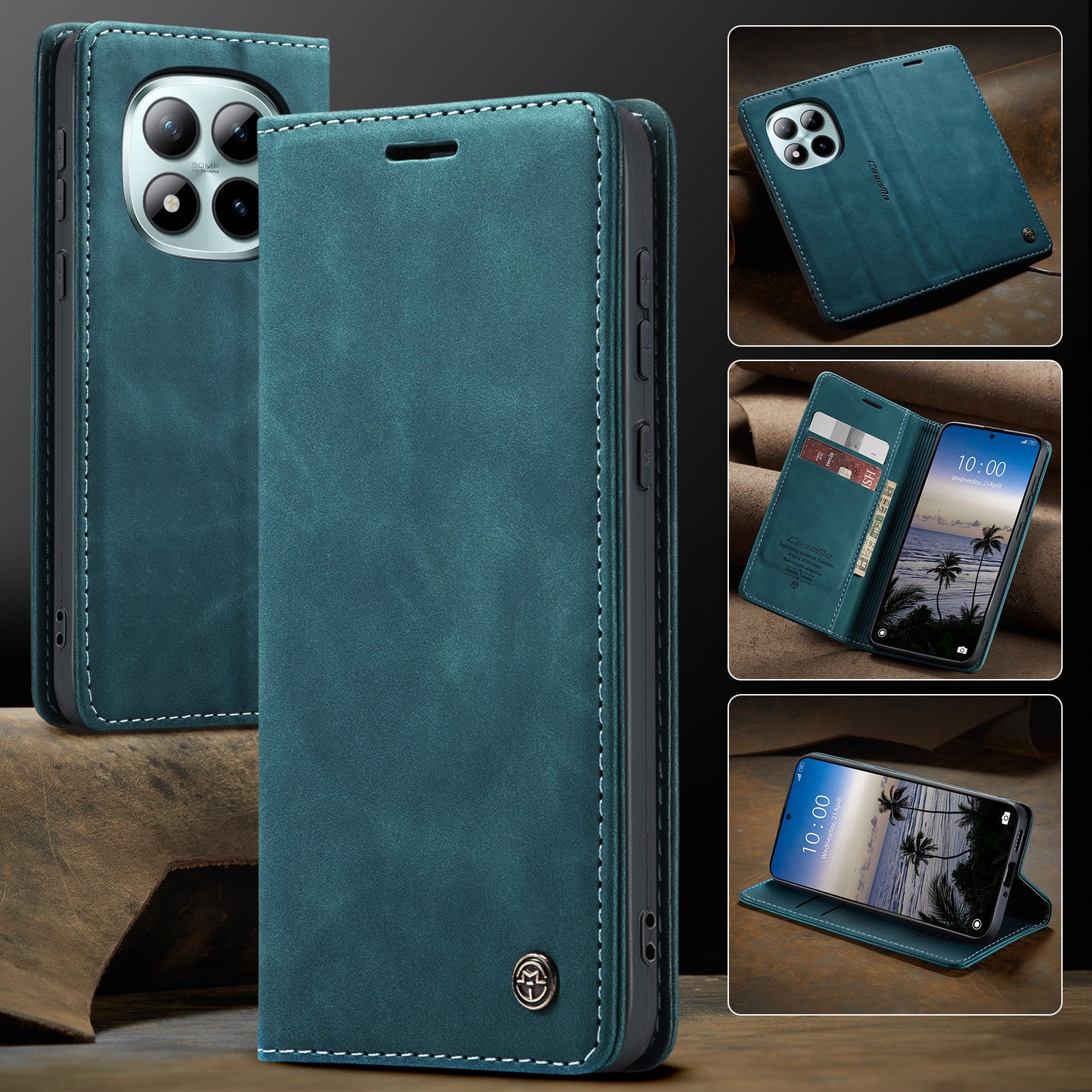 For Xiaomi Poco M8 Pro 5G / Xiaomi Redmi Note 15 Pro+ 5G (Global) Wallet Case CASEME 013 Series PU Leather Phone Cover Stand - Blue