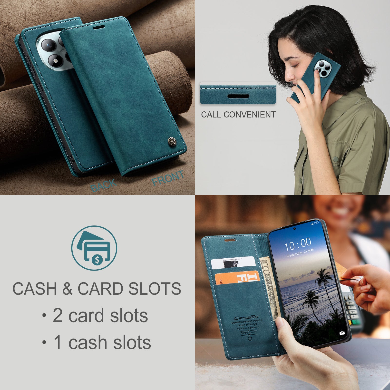 For Xiaomi Poco M8 Pro 5G / Xiaomi Redmi Note 15 Pro+ 5G (Global) Wallet Case CASEME 013 Series PU Leather Phone Cover Stand - Blue