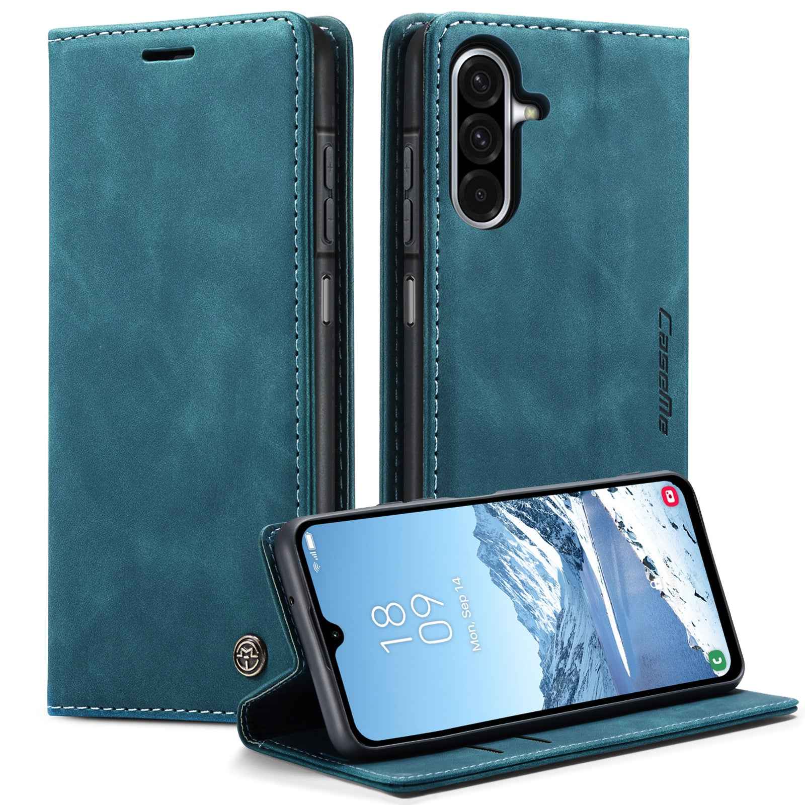 For Samsung Galaxy A57 5G Wallet Case CASEME 013 Series PU Leather Phone Cover Stand - Blue