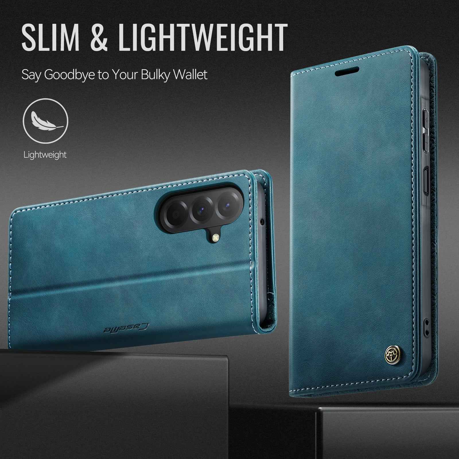 For Samsung Galaxy A57 5G Case CASEME 033 Series RFID Blocking Wallet Stand Calf Texture Leather Phone Cover - Green