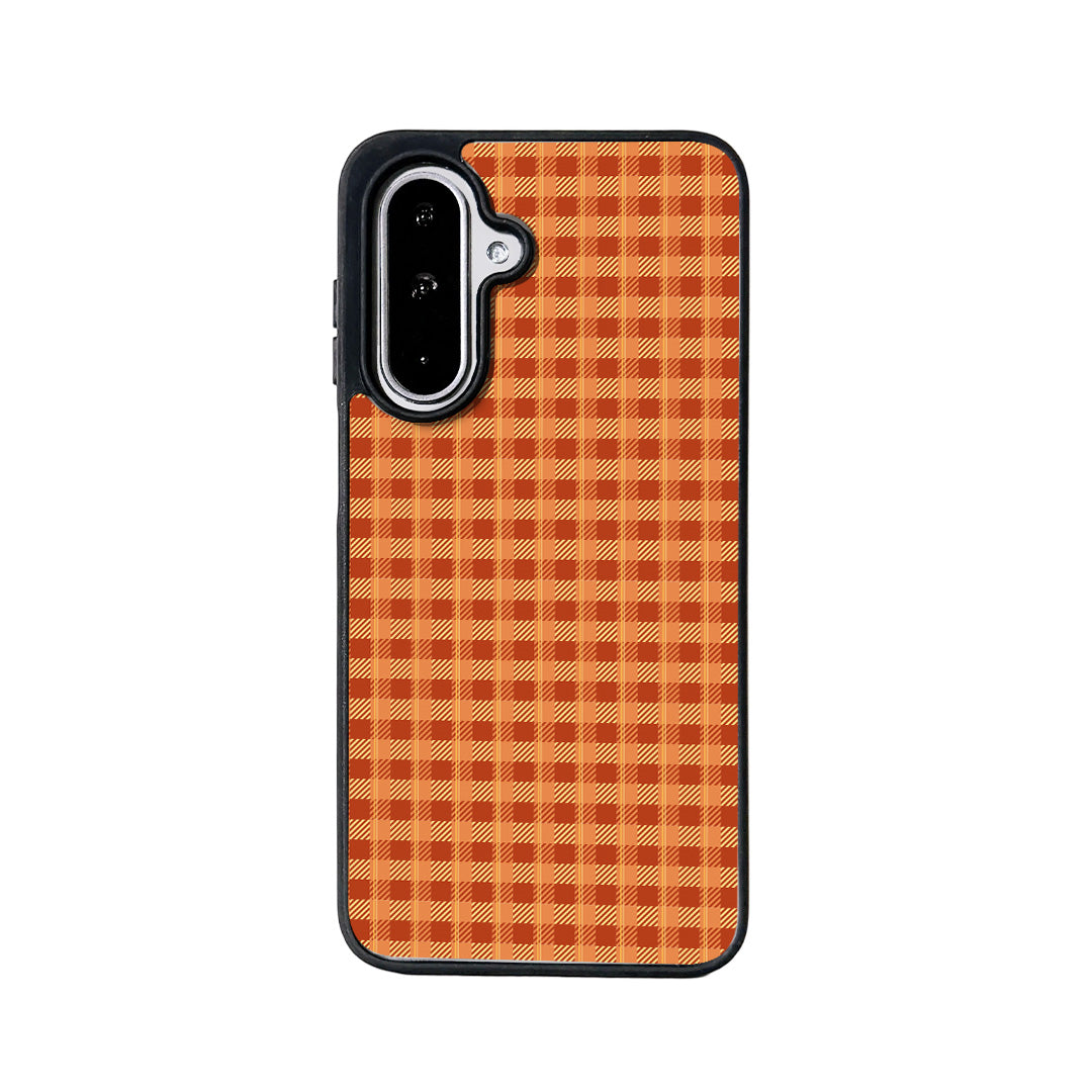 For Samsung Galaxy A57 5G Magnetic Case EYCASE Grid Series Black Edge TPU + Acrylic Cover - Pumpkin Color Grid