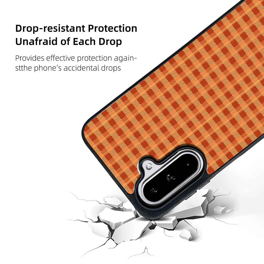 For Samsung Galaxy A57 5G Magnetic Case EYCASE Grid Series Black Edge TPU + Acrylic Cover - Pumpkin Color Grid