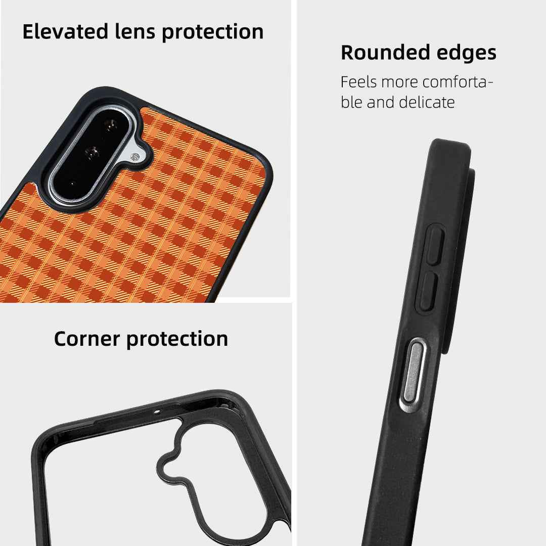 For Samsung Galaxy A57 5G Magnetic Case EYCASE Grid Series Black Edge TPU + Acrylic Cover - Pumpkin Color Grid