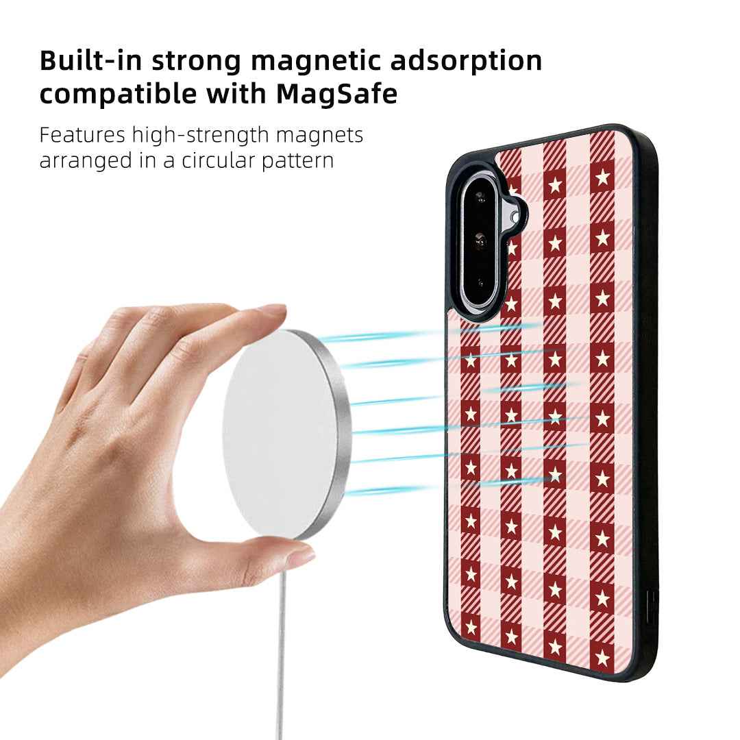 For Samsung Galaxy A57 5G Magnetic Case EYCASE Grid Series Black Edge TPU + Acrylic Cover - Star Grid