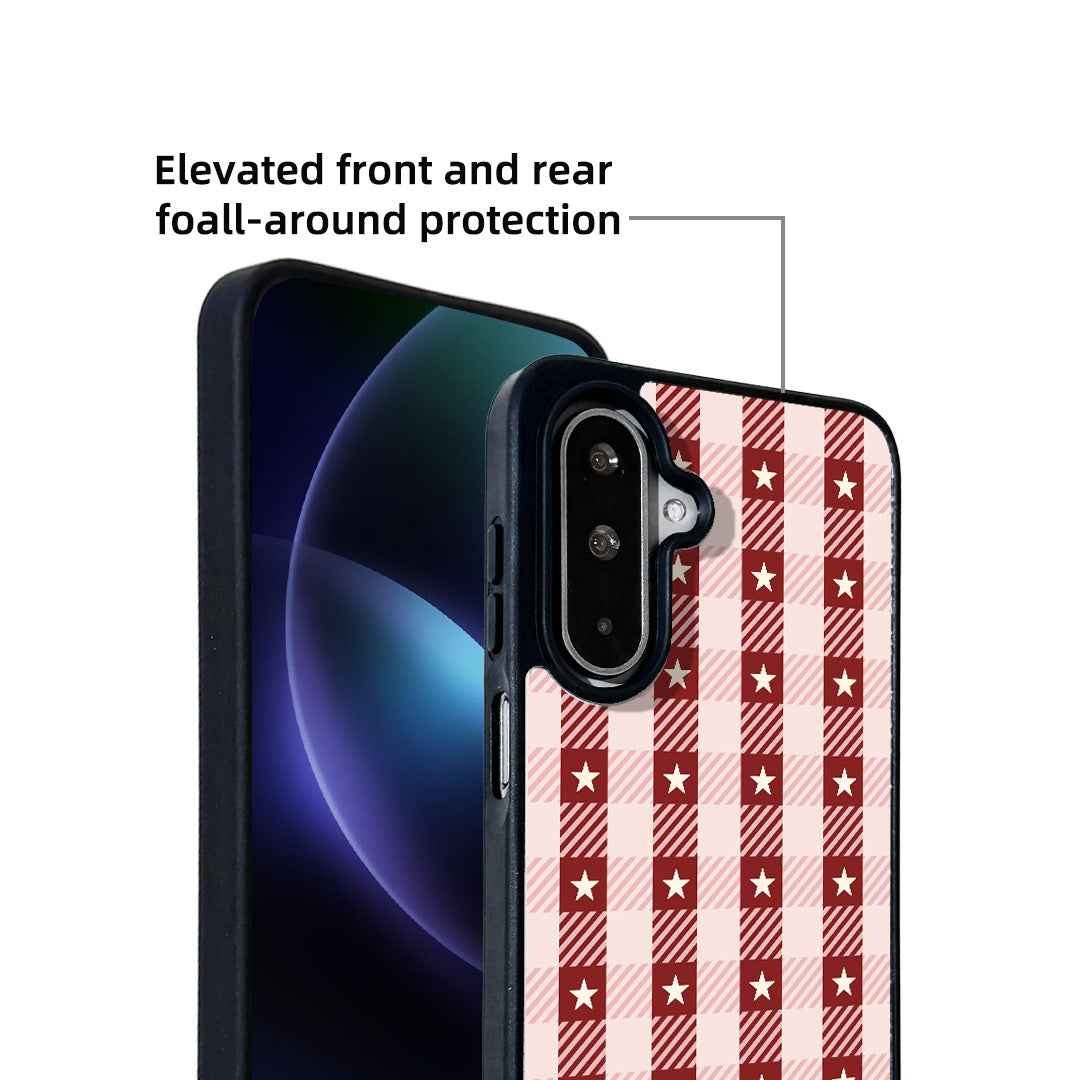 For Samsung Galaxy A57 5G Magnetic Case EYCASE Grid Series Black Edge TPU + Acrylic Cover - Star Grid