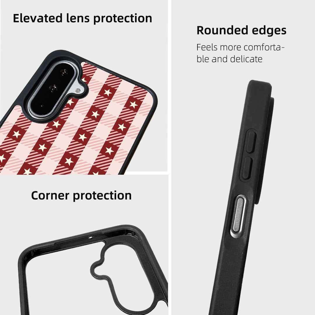 For Samsung Galaxy A57 5G Magnetic Case EYCASE Grid Series Black Edge TPU + Acrylic Cover - Star Grid