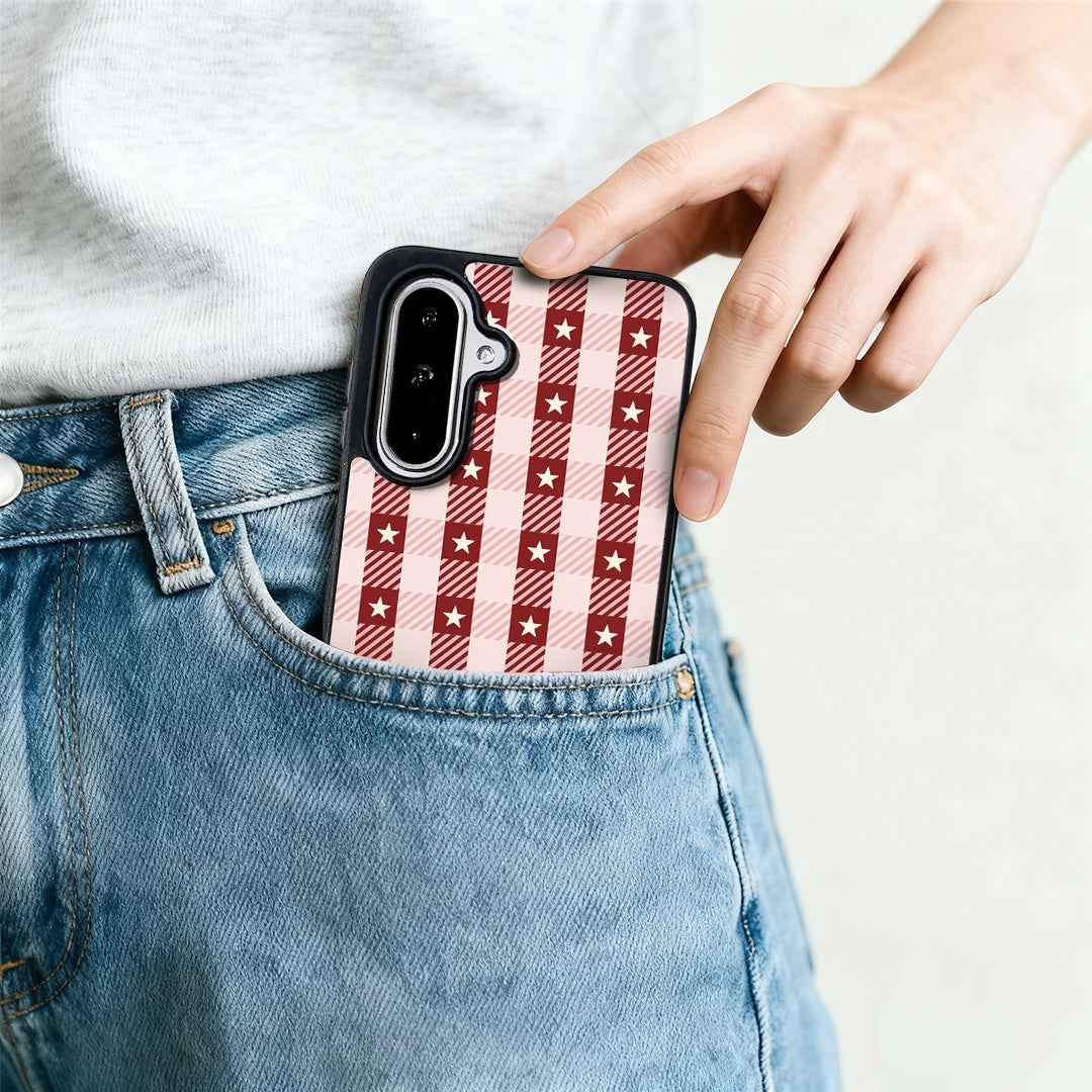 For Samsung Galaxy A57 5G Magnetic Case EYCASE Grid Series Black Edge TPU + Acrylic Cover - Star Grid
