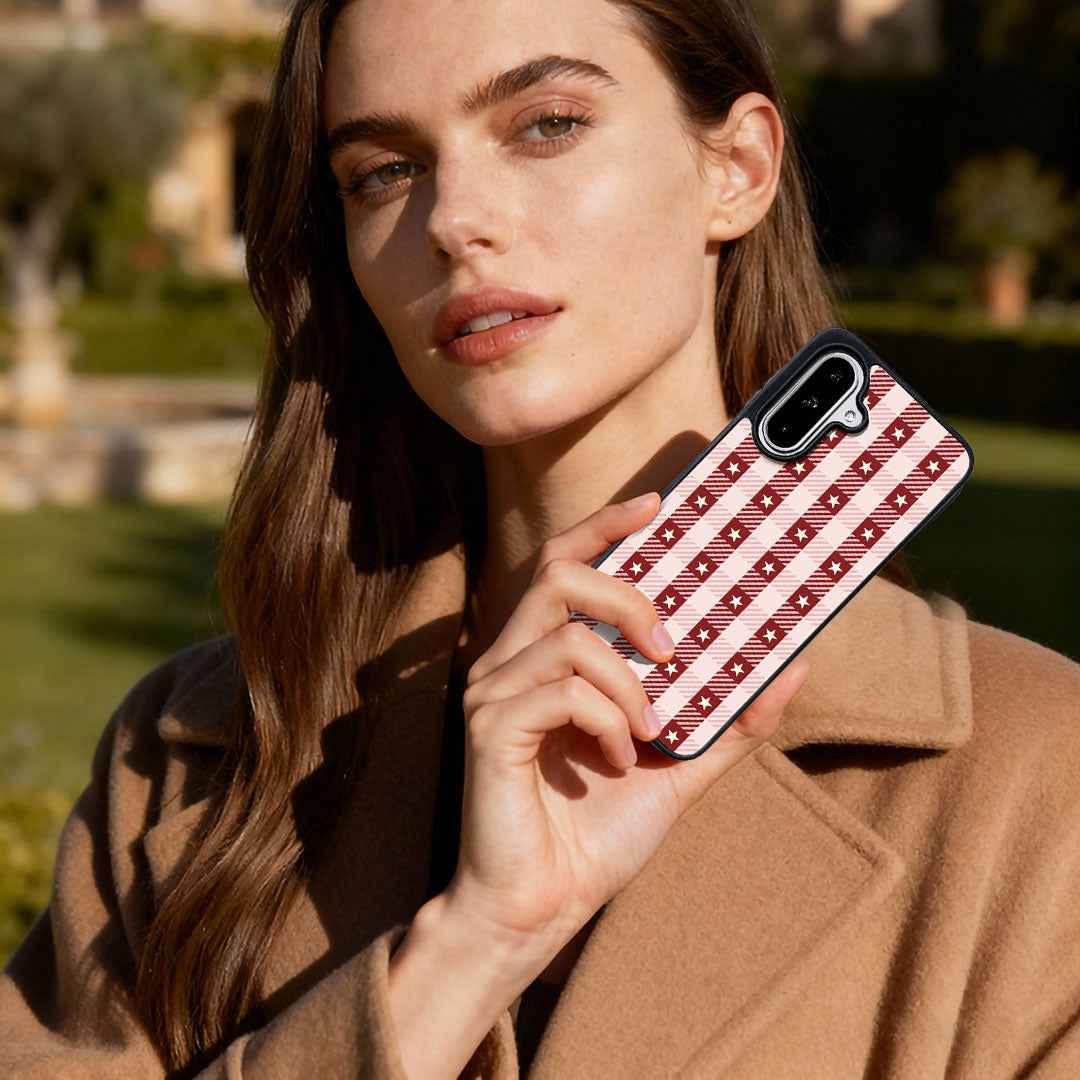 For Samsung Galaxy A57 5G Magnetic Case EYCASE Grid Series Black Edge TPU + Acrylic Cover - Star Grid