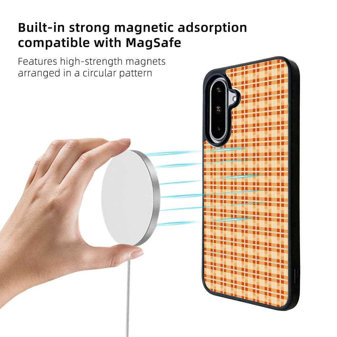 For Samsung Galaxy A57 5G Magnetic Case EYCASE Grid Series Black Edge TPU + Acrylic Cover - British Style Grid