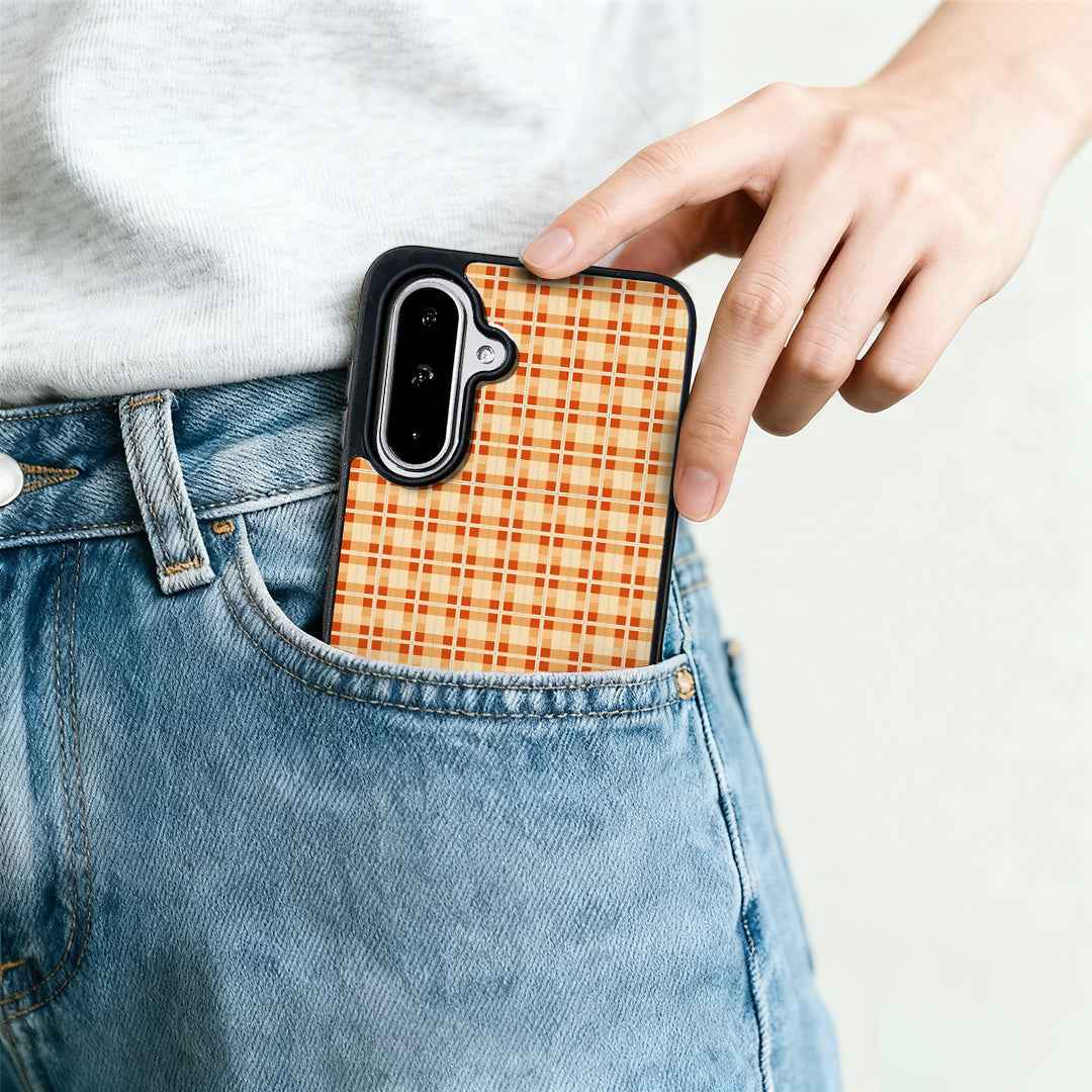 For Samsung Galaxy A57 5G Magnetic Case EYCASE Grid Series Black Edge TPU + Acrylic Cover - British Style Grid