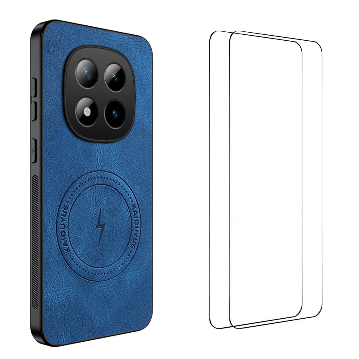For Xiaomi Redmi Note 15 Pro 4G (Global) Magnetic Case WANLONFENG SD Series PC TPU Phone Cover with 2Pcs Screen Film - Blue