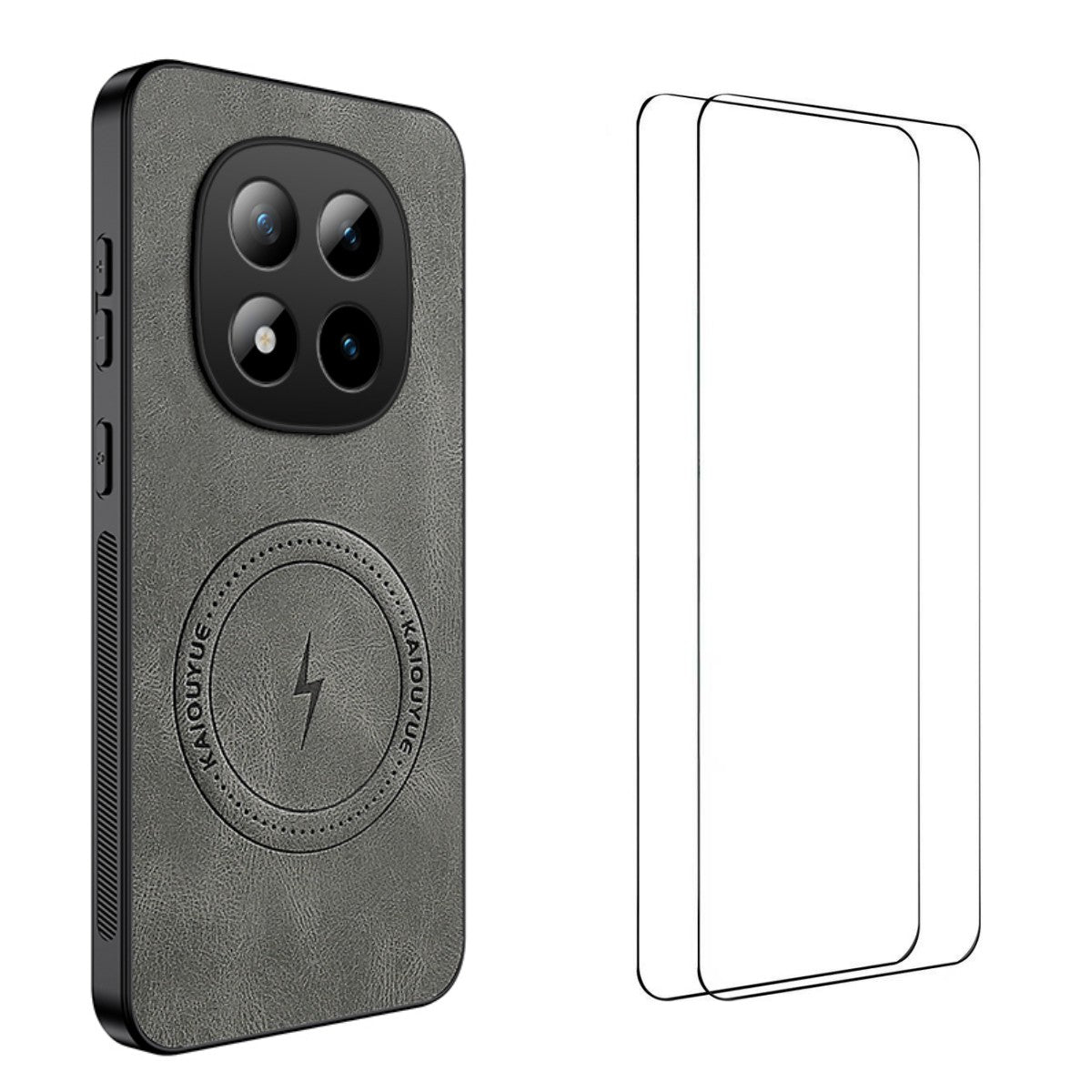 For Xiaomi Redmi Note 15 4G (Global) Magnetic Case WANLONFENG SD Series PC TPU Phone Cover with 2Pcs Screen Film - Grey