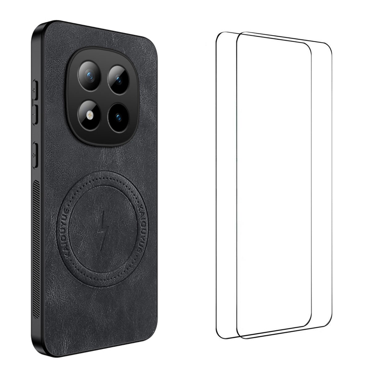 For Xiaomi Redmi Note 15 4G (Global) Magnetic Case WANLONFENG SD Series PC TPU Phone Cover with 2Pcs Screen Film - Black
