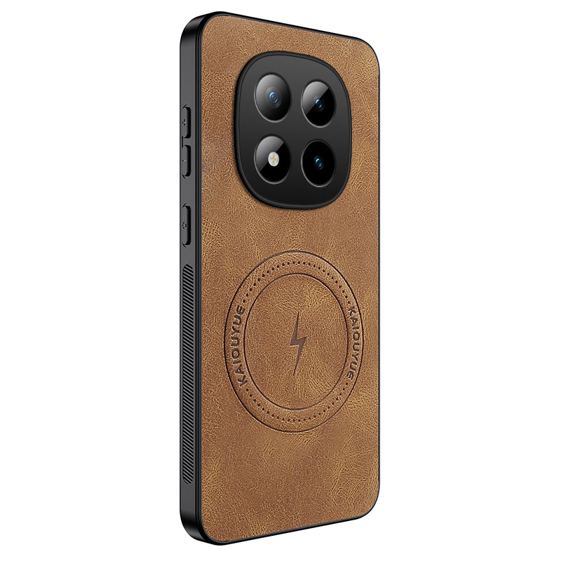 For Xiaomi Redmi Note 15 Pro 4G (Global) Magnetic Case WANLONFENG SD1 Series Nappa Texture PC TPU Phone Cover - Brown