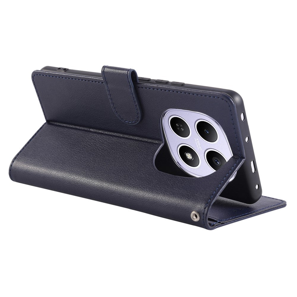 For Xiaomi Poco M8 5G / Redmi Note 15 5G (Global) Case PU Leather Wallet Stand Phone Cover with Wrist Strap - Blue