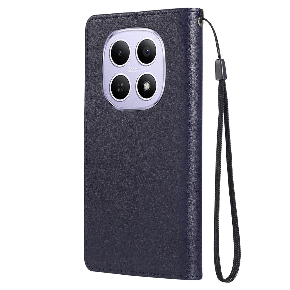 For Xiaomi Poco M8 5G / Redmi Note 15 5G (Global) Case PU Leather Wallet Stand Phone Cover with Wrist Strap - Blue