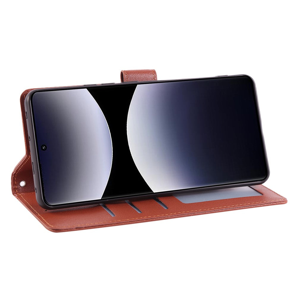 For Xiaomi Poco M8 5G / Redmi Note 15 5G (Global) Case PU Leather Wallet Stand Phone Cover with Wrist Strap - Brown