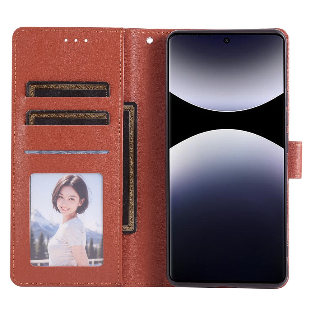 For Xiaomi Poco M8 5G / Redmi Note 15 5G (Global) Case PU Leather Wallet Stand Phone Cover with Wrist Strap - Brown