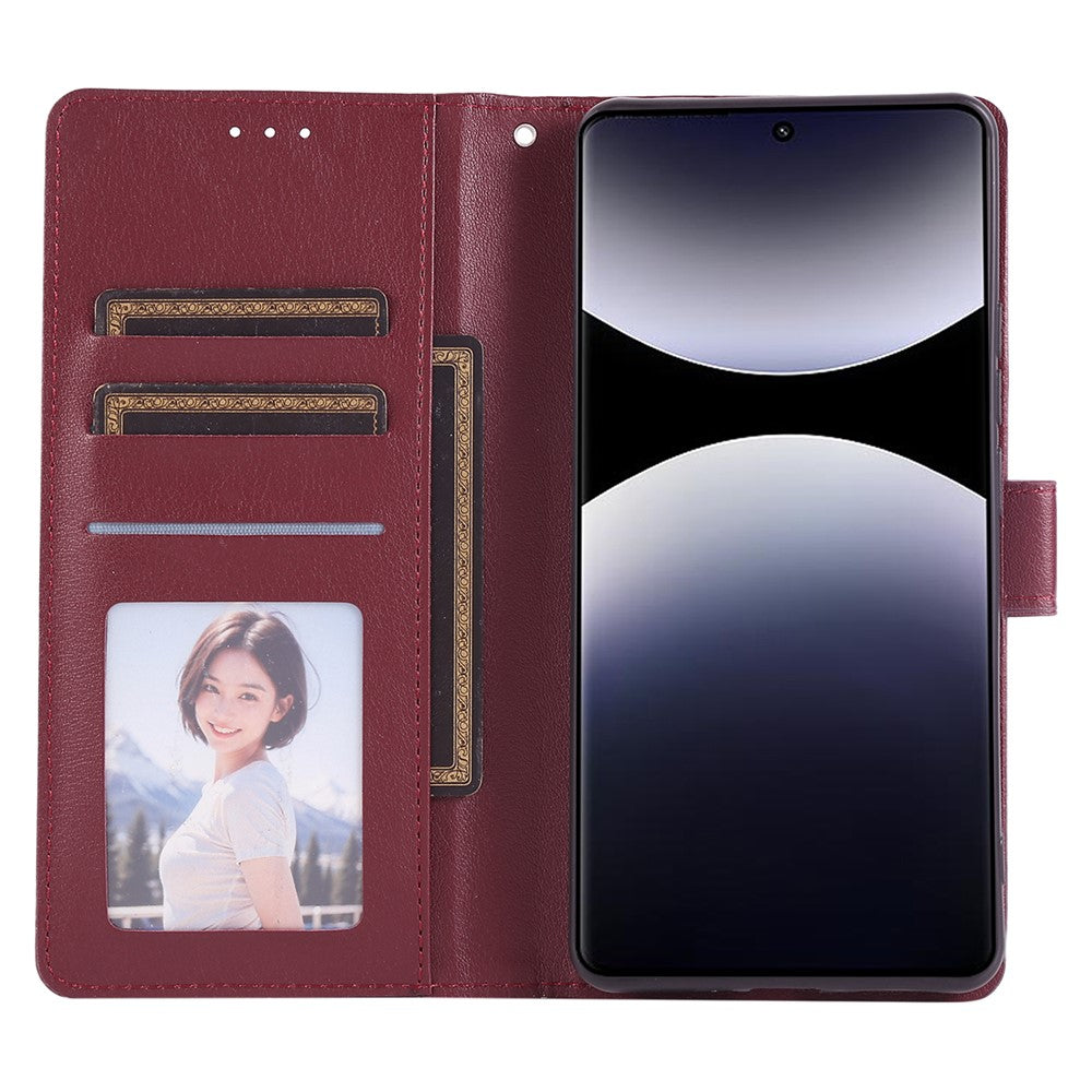 For Xiaomi Poco M8 5G / Redmi Note 15 5G (Global) Case PU Leather Wallet Stand Phone Cover with Wrist Strap - Wine Red