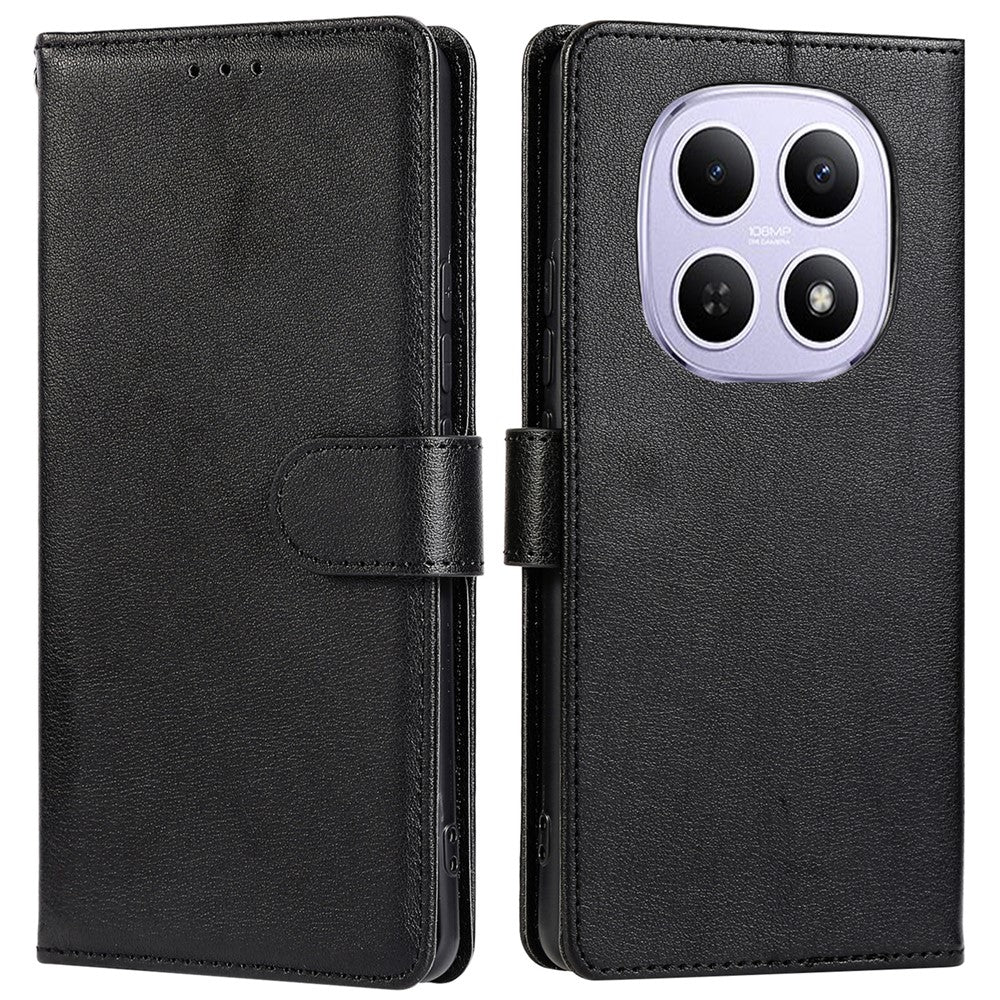 For Xiaomi Poco M8 5G / Redmi Note 15 5G (Global) Case PU Leather Wallet Stand Phone Cover with Wrist Strap - Black