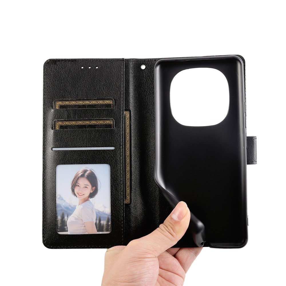 For Xiaomi Poco M8 5G / Redmi Note 15 5G (Global) Case PU Leather Wallet Stand Phone Cover with Wrist Strap - Black