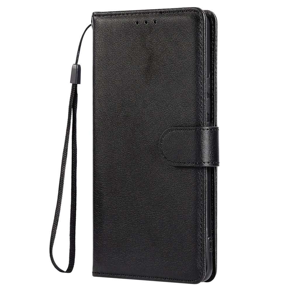 For Xiaomi Poco M8 5G / Redmi Note 15 5G (Global) Case PU Leather Wallet Stand Phone Cover with Wrist Strap - Black