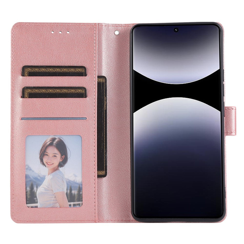 For Xiaomi Redmi Note 15 Pro 5G (Global) Case PU Leather Wallet Stand Phone Cover with Wrist Strap - Rose Gold