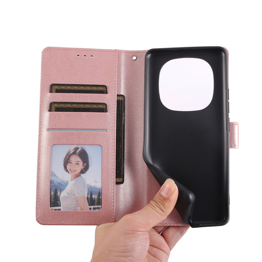 For Xiaomi Redmi Note 15 Pro 5G (Global) Case PU Leather Wallet Stand Phone Cover with Wrist Strap - Rose Gold