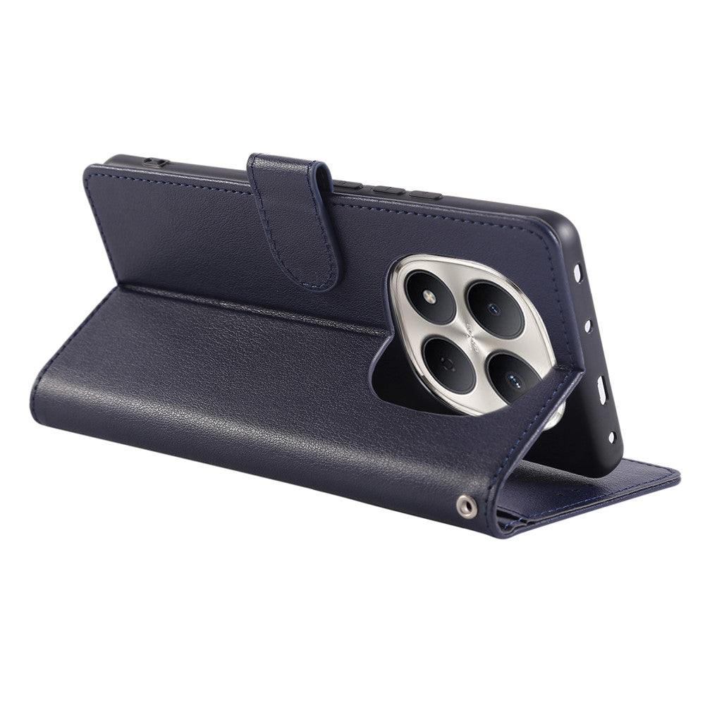 For Xiaomi Redmi Note 15 Pro 5G (Global) Case PU Leather Wallet Stand Phone Cover with Wrist Strap - Blue