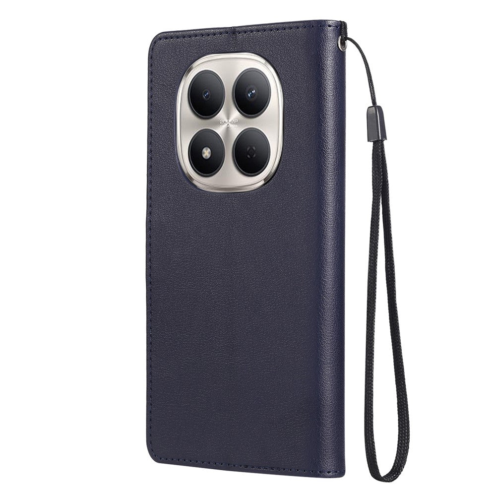 For Xiaomi Redmi Note 15 Pro 5G (Global) Case PU Leather Wallet Stand Phone Cover with Wrist Strap - Blue