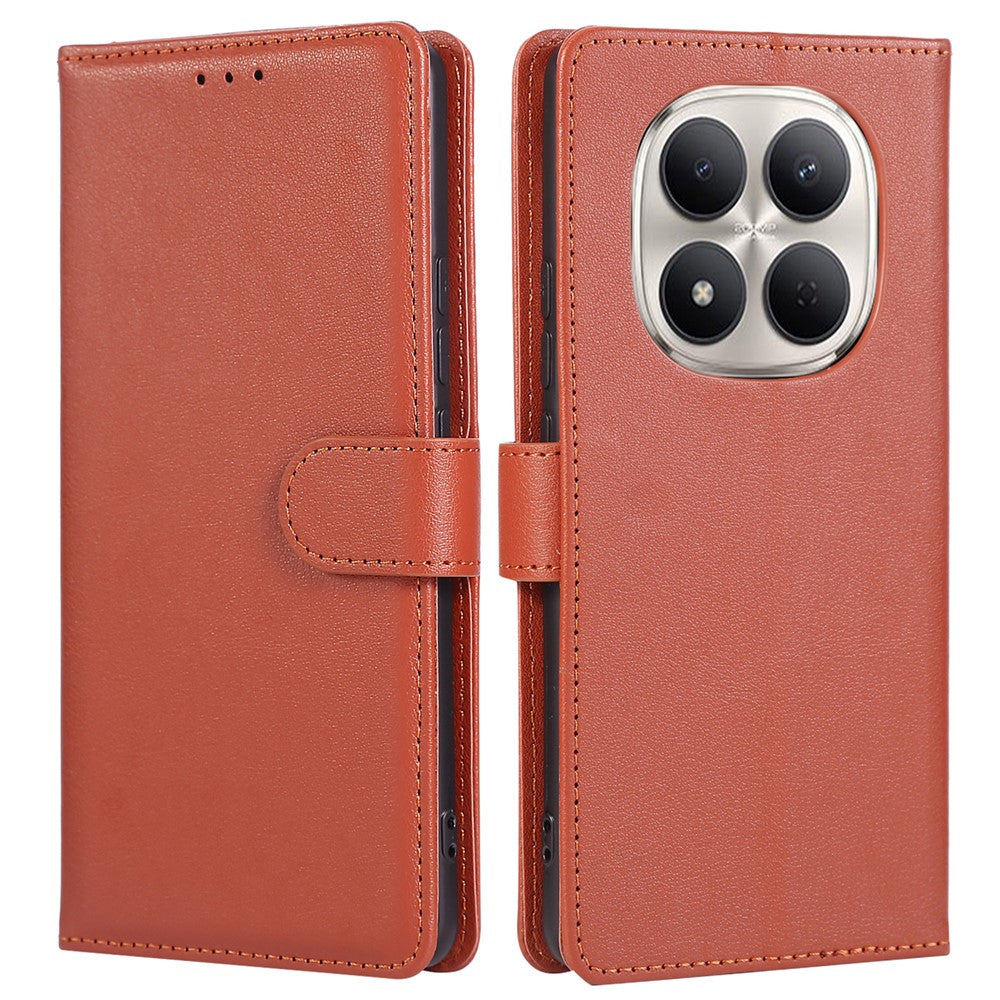 For Xiaomi Redmi Note 15 Pro 5G (Global) Case PU Leather Wallet Stand Phone Cover with Wrist Strap - Brown
