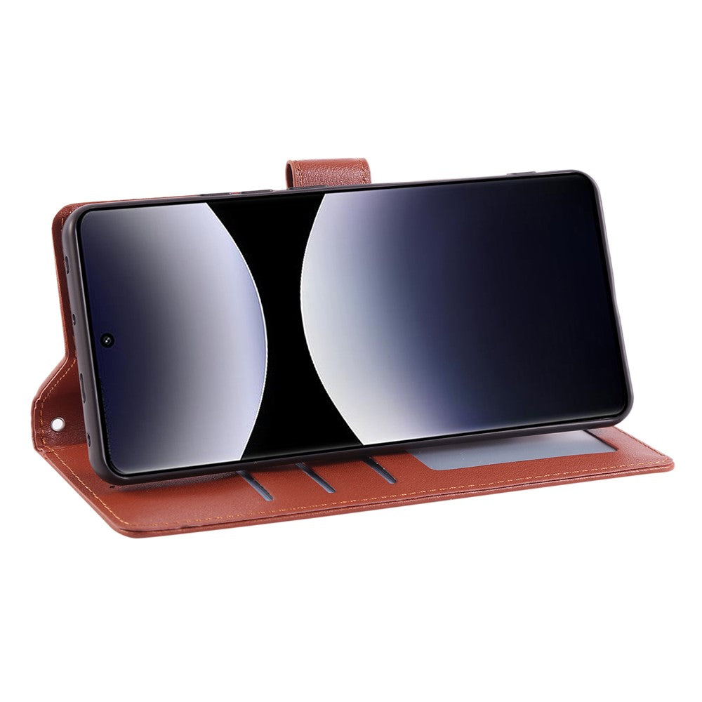 For Xiaomi Redmi Note 15 Pro 5G (Global) Case PU Leather Wallet Stand Phone Cover with Wrist Strap - Brown