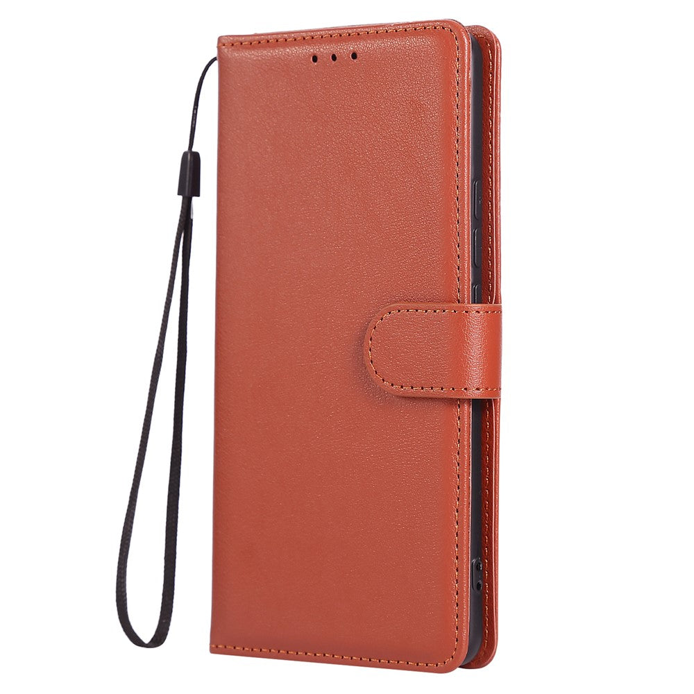 For Xiaomi Redmi Note 15 Pro 5G (Global) Case PU Leather Wallet Stand Phone Cover with Wrist Strap - Brown