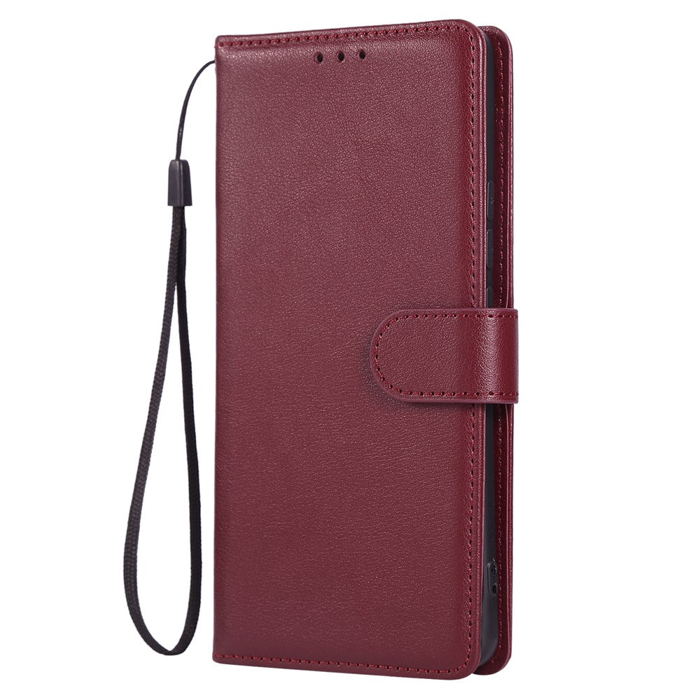 For Xiaomi Redmi Note 15 Pro 5G (Global) Case PU Leather Wallet Stand Phone Cover with Wrist Strap - Wine Red